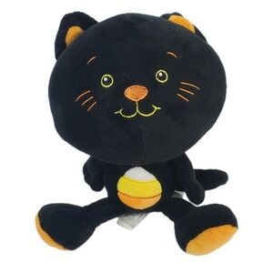Hallmark Candy Corn Halloween Black Cat Plush Stuffed Animal